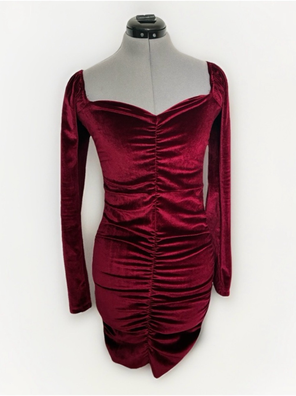 Shein | Maroon Velvet Bodycon Fitted Date Night Mini Dress Medium